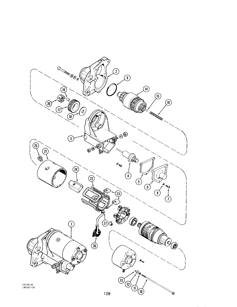 Схема запчастей Case IH 6590T - (128[01]) - STARTER ASSEMBLY, NIPPONDENSO, IF EQUIPPED 