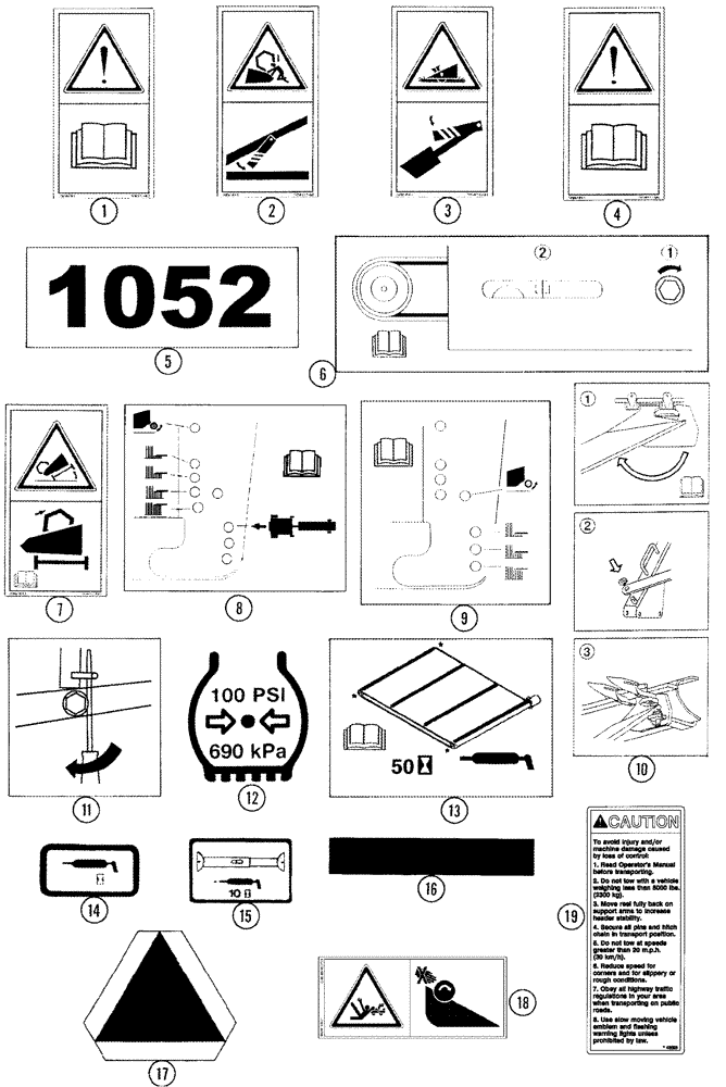 Схема запчастей Case IH 1052 - (09-43) - HEADER DECALS AND REFLECTORS (09) - CHASSIS