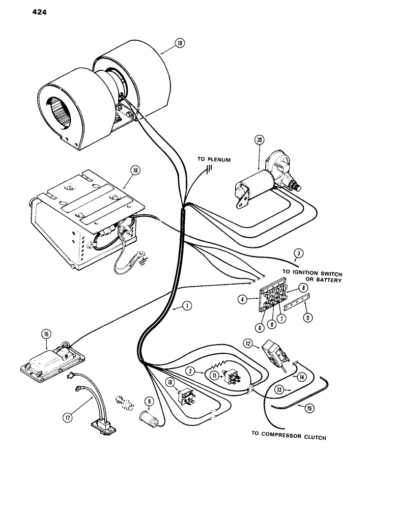 Схема запчастей Case IH 870 - (424) - CAB, CONTROLS AND WIRING, FIRST USED CAB SERIAL NUMBER 7821251 (09) - CHASSIS/ATTACHMENTS