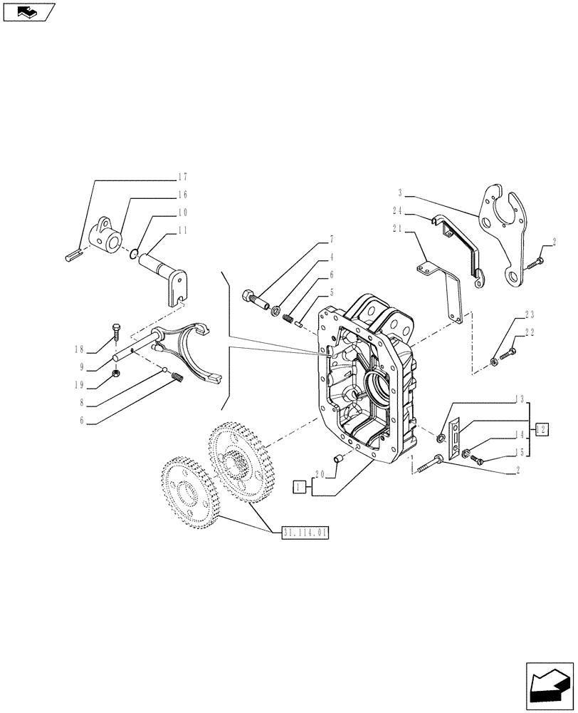 Схема запчастей Case IH PUMA 200 - (31.114.01[03]) - POWER TAKE-OFF 1000E/1000 RPM - COVER AND ENGAGEMENT (31) - IMPLEMENT POWER TAKE OFF