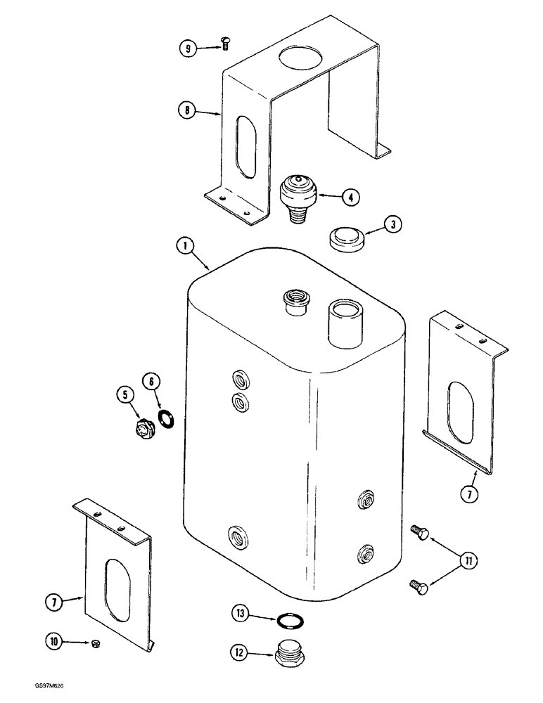 Схема запчастей Case IH 1660 - (8-004) - HYDRAULIC RESERVOIR, P.I.N. JJC0103800 AND AFTER (07) - HYDRAULICS