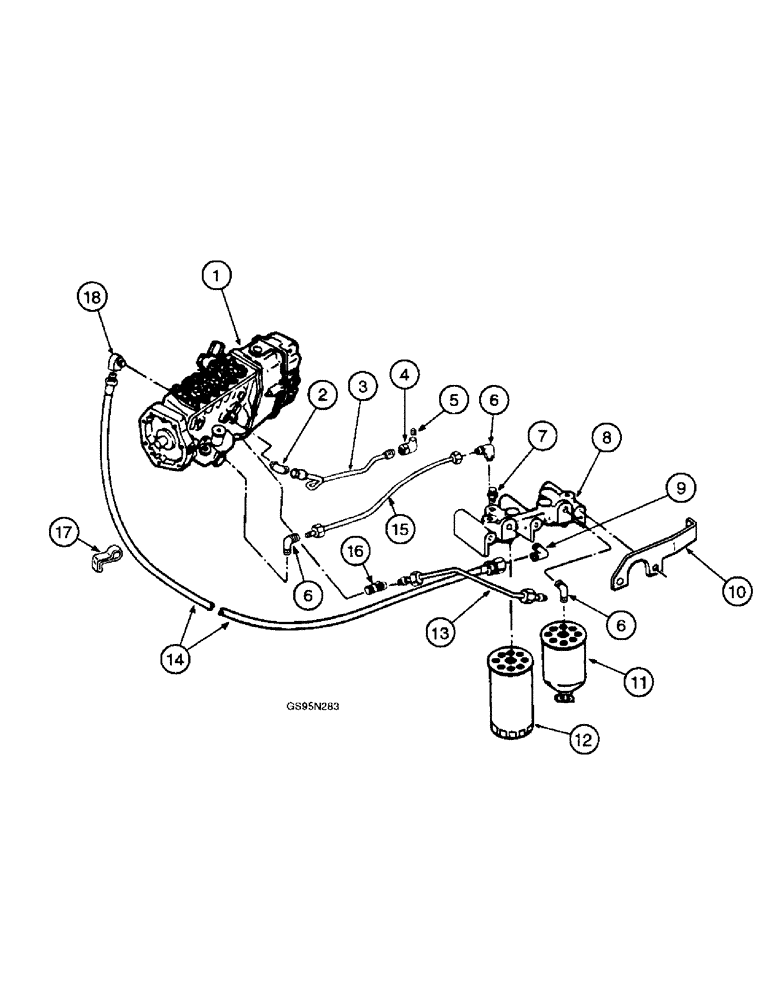 Схема запчастей Case IH DTI-466C - (9E-142) - FUEL FILTER AND CONNECTIONS 