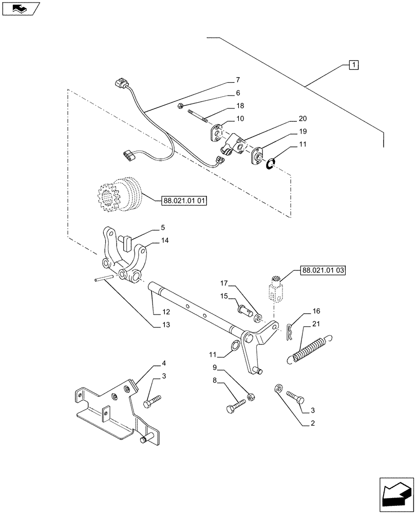 Схема запчастей Case IH PUMA 200 - (88.021.01[02]) - DIA KIT - CREEPER - REDUCTION UNIT CONTROLS (88) - ACCESSORIES