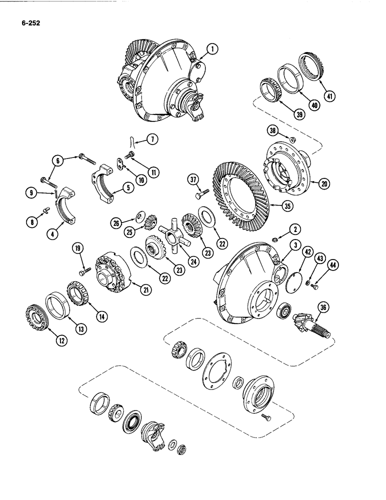 Схема запчастей Case IH 4494 - (6-252) - REAR AXLE DIFFERENTIAL AND CARRIER, AXLE SERIAL NO. 13015953 AND AFTER (06) - POWER TRAIN
