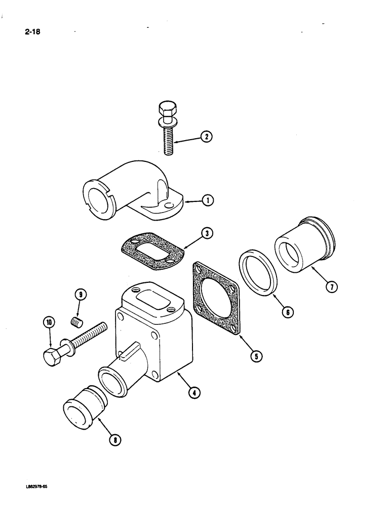 Схема запчастей Case IH 9170 - (2-18) - THERMOSTAT HOUSING, 855 ENGINE (02) - ENGINE