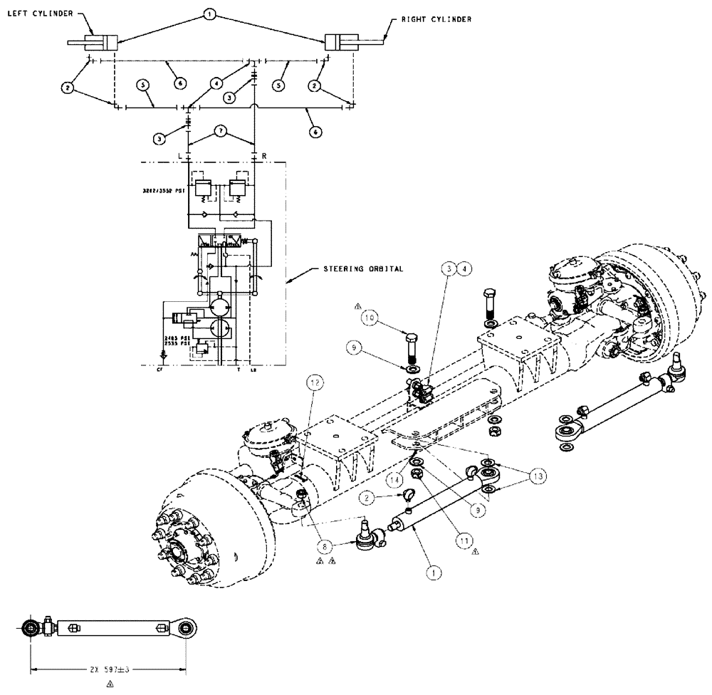 Схема запчастей Case IH TITAN 4520 - (06-008) - STEERING CYLINDER GROUP (07) - HYDRAULICS