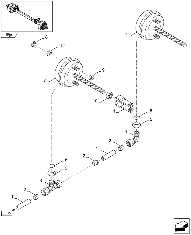 Схема запчастей Case IH LBX332S - (05.17[01]) - PNEUMATIC BRAKES, SINGLE AXLE (05) - AXLE