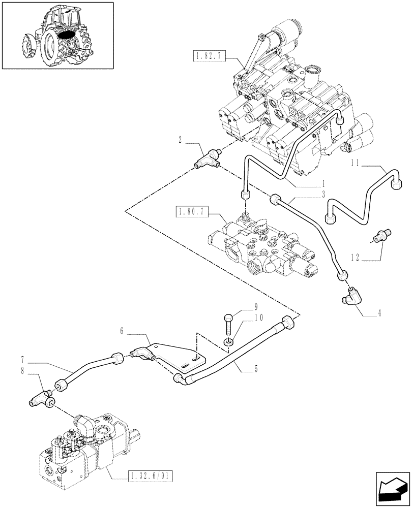 Схема запчастей Case IH PUMA 195 - (1.82.1[03]) - LIFTER, LINES (07) - HYDRAULIC SYSTEM
