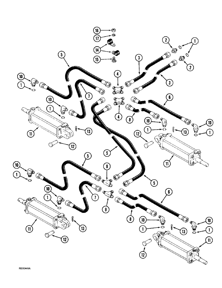 Схема запчастей Case IH 3800 - (8-4) - HYDRAULIC FOLD SYSTEM (08) - HYDRAULICS