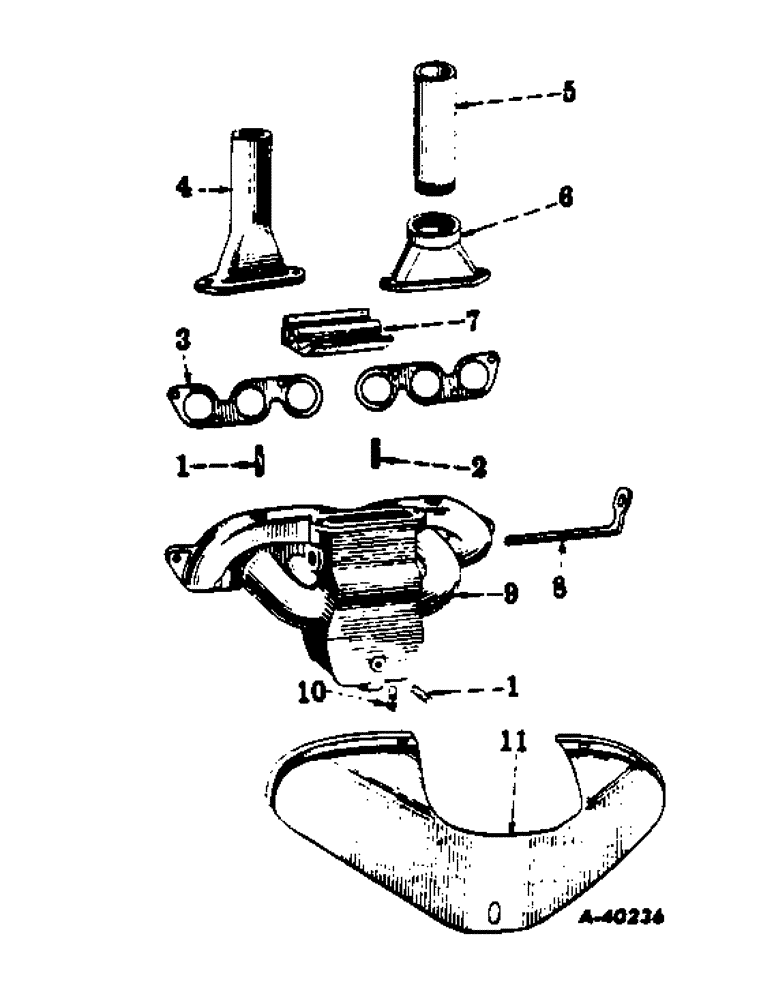 Схема запчастей Case IH 350 - (040) - CARBURETED ENGINE, MANIFOLD AND EXHAUST PIPE (01) - ENGINE