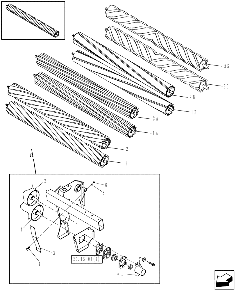 Схема запчастей Case IH HDX142 - (20.15.05[01]) - CONDITIONER ROLLS (58) - ATTACHMENTS/HEADERS