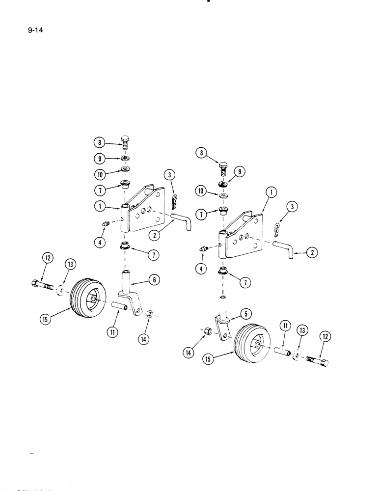 Схема запчастей Case IH 60RS - (9-014) - FRONT GAUGE WHEEL, 60RS MOWER (03) - CHASSIS/MOUNTED EQUIPMENT