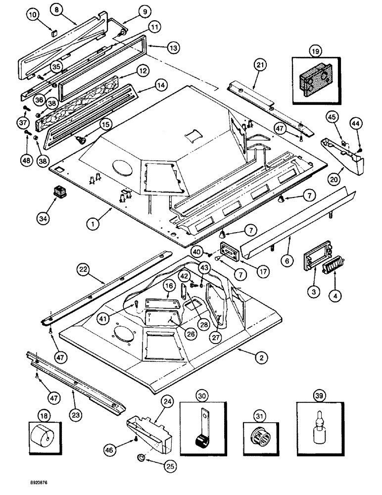 Схема запчастей Case IH 1800 - (9D-20) - CAB, HEADLINER (10) - CAB & AIR CONDITIONING