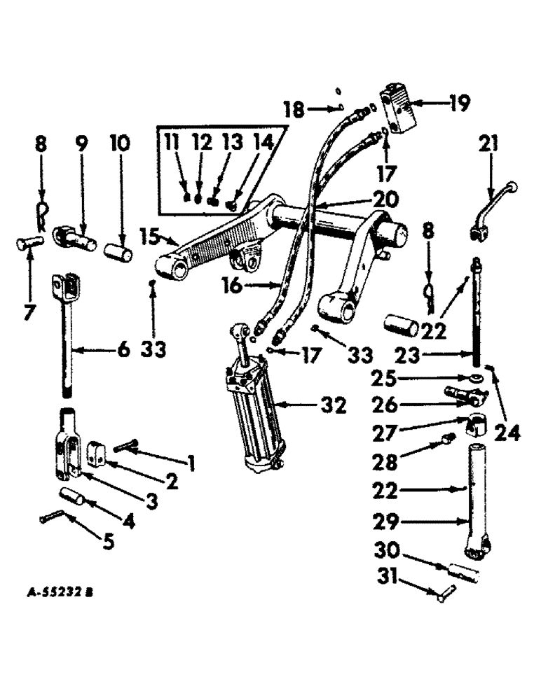 Схема запчастей Case IH 560 - (253) - DRAWBARS AND HITCHES, ROCKSHAFT, LIFT & LEVELING LINK, HYDRAULIC CYLINDER & CONNECTIONS Drawbar & Hitches