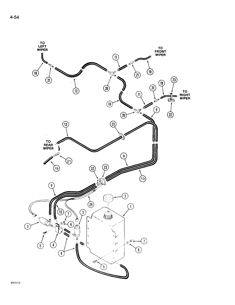 Схема запчастей Case IH 9230 - (4-054) - WINDOW WASHERS, IF EQUIPPED (04) - ELECTRICAL SYSTEMS