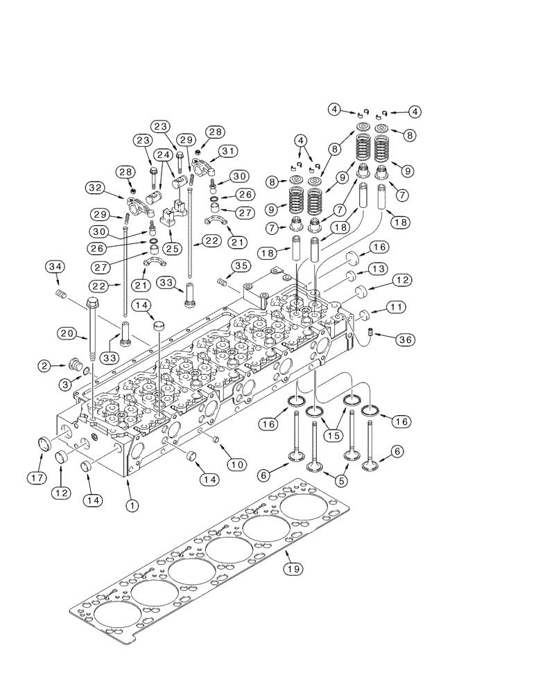 Схема запчастей Case IH MX270 - (02-32) - CYLINDER HEAD VALVE MECHANISM, MX240, MX270, 6TAA-8304 EMISSIONS CERTIFIED ENGINE (02) - ENGINE