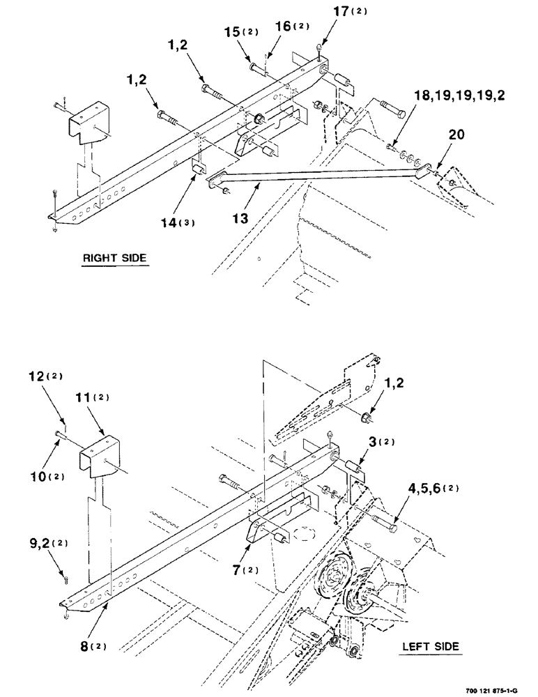 Схема запчастей Case IH 8220 - (2-16) - REEL ARM ASSEMBLY, LEFT AND RIGHT (58) - ATTACHMENTS/HEADERS