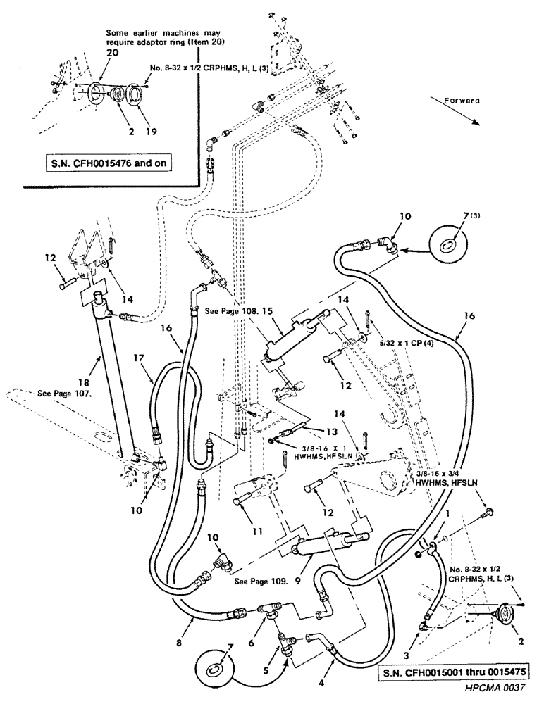 Схема запчастей Case IH 8450 - (102) - HYDRAULIC, TENSION CONTROL, RIGHT, ASSEMBLY, SERIAL NUMBER CFH0015275 AND ON (07) - HYDRAULICS