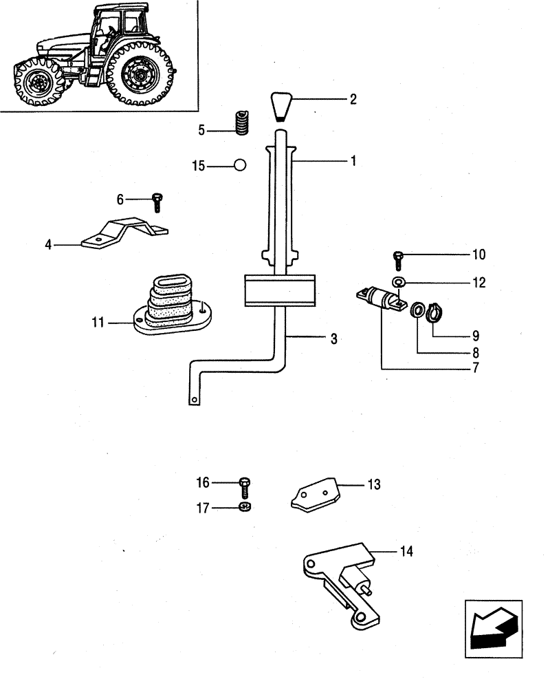 Схема запчастей Case IH JX95 - (1.34.2/01) - (VAR.007) NORTH AMERICA VERSION - REVERSE CONTROL (04) - FRONT AXLE & STEERING