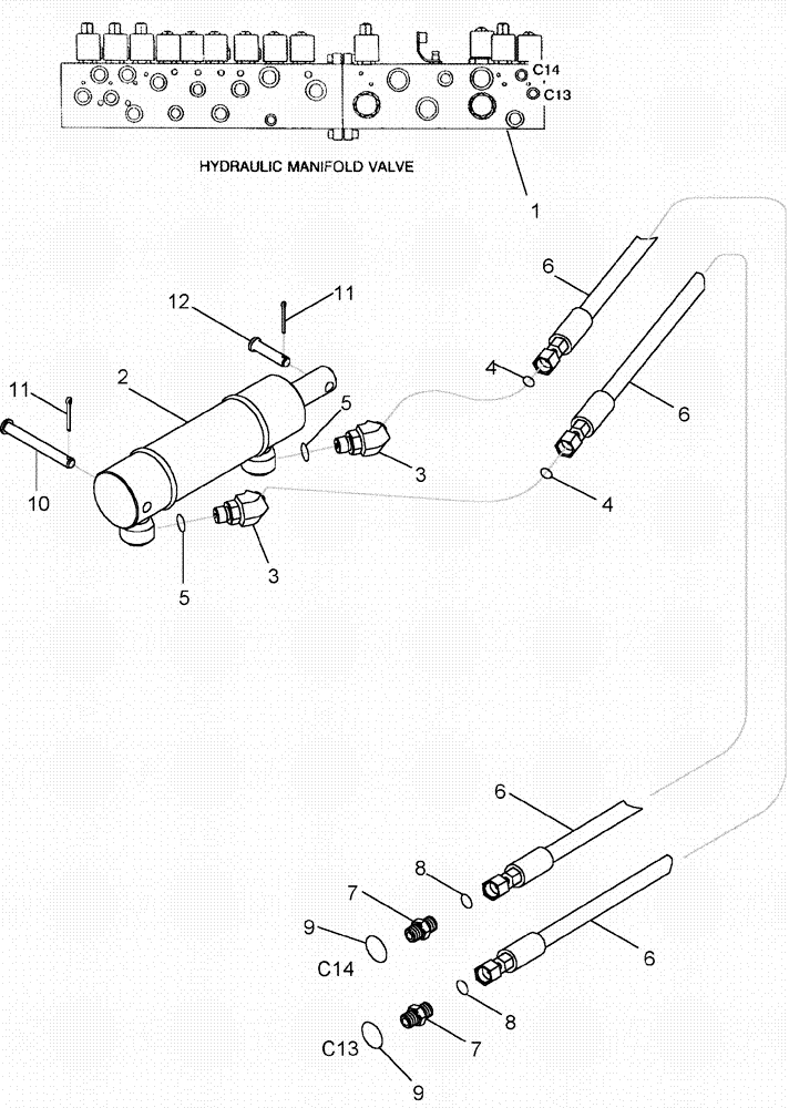 Схема запчастей Case IH 620 - (08-19) - FAN ENGAGEMENT CYLINDER SYSTEM (07) - HYDRAULICS