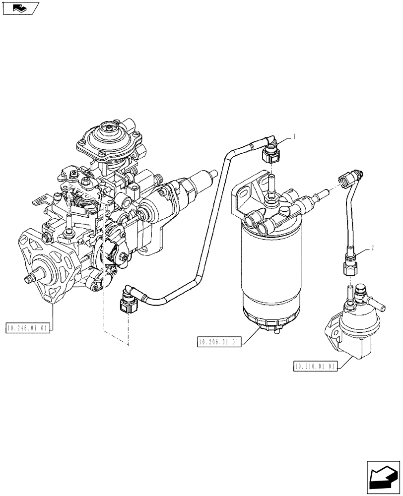 Схема запчастей Case IH FARMALL 65A - (10.210.02[01]) - FUEL PUMP - FUEL LINES (10) - ENGINE