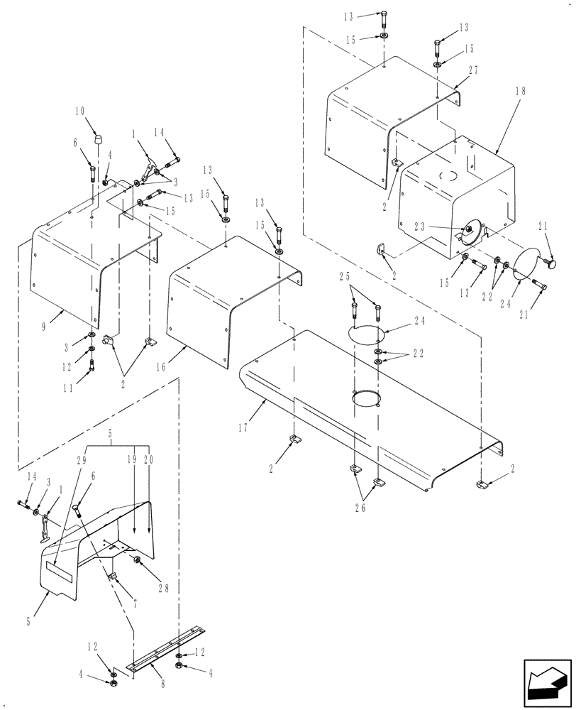 Схема запчастей Case IH DCX131 - (08.03) - SHIELDING, TOP (08) - SHEET METAL