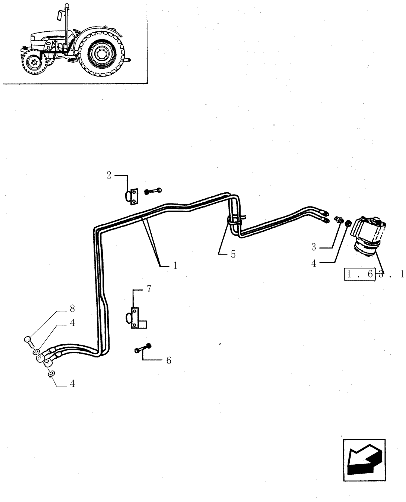 Схема запчастей Case IH JX95 - (1.63.8[04]) - POWER STEERING - PIPES AND UNIONS (04) - FRONT AXLE & STEERING