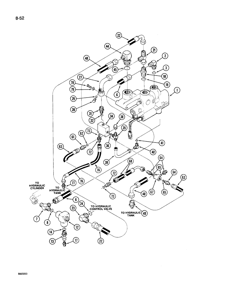 Схема запчастей Case IH 9250 - (8-052) - THREE POINT HITCH HYDRAULICS, ELECTRONIC CONTROLLED, 9250 TRACTOR (08) - HYDRAULICS