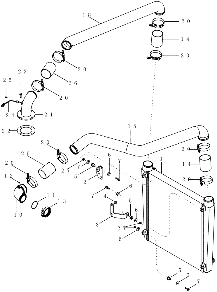 Схема запчастей Case IH MX210 - (02-06) - AFTERCOOLER (02) - ENGINE