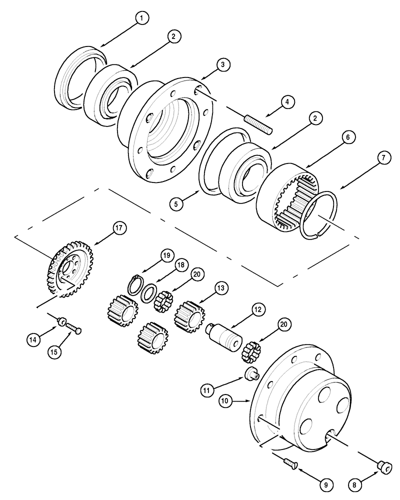 Схема запчастей Case IH MX90C - (05-23) - HUB PLANETARY DRIVE, MX90C, MX100C : 20.19 (05) - STEERING