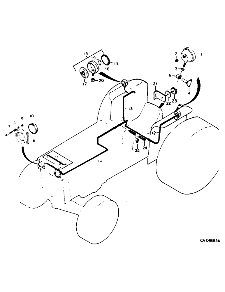 Схема запчастей Case IH 684 - (08-17) - ELECTRICAL, TRACTOR LIGHTING AND CONNECTIONS, TRACTORS WITH CROWN TYPE FENDERS (06) - ELECTRICAL