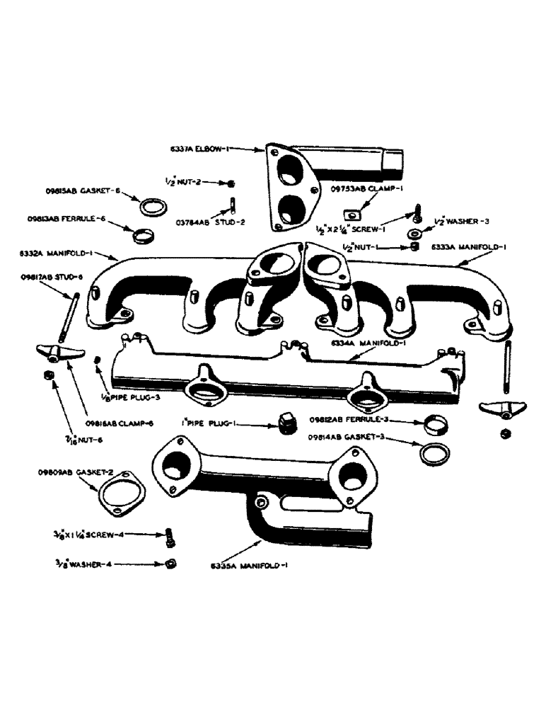 Схема запчастей Case IH 600-SERIES - (013) - POWRCEL DIESEL ENGINE, INTAKE AND EXHAUST MANIFOLD (02) - ENGINE