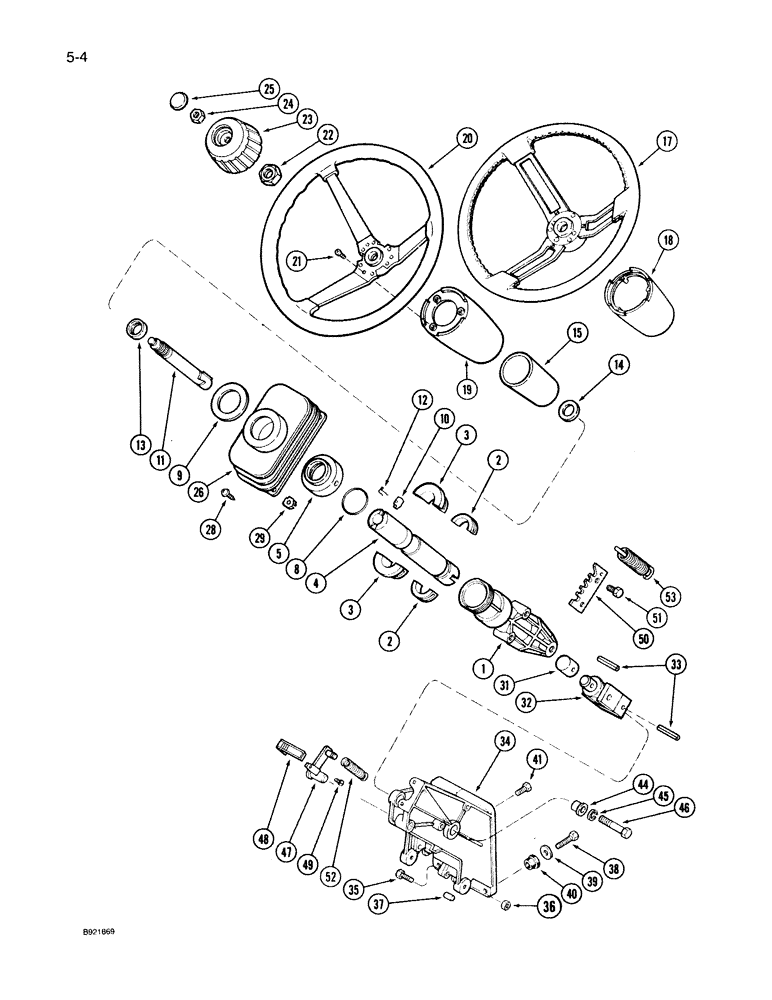 Схема запчастей Case IH 7140 - (5-004) - STEERING WHEEL AND COLUMN, DELUXE (05) - STEERING