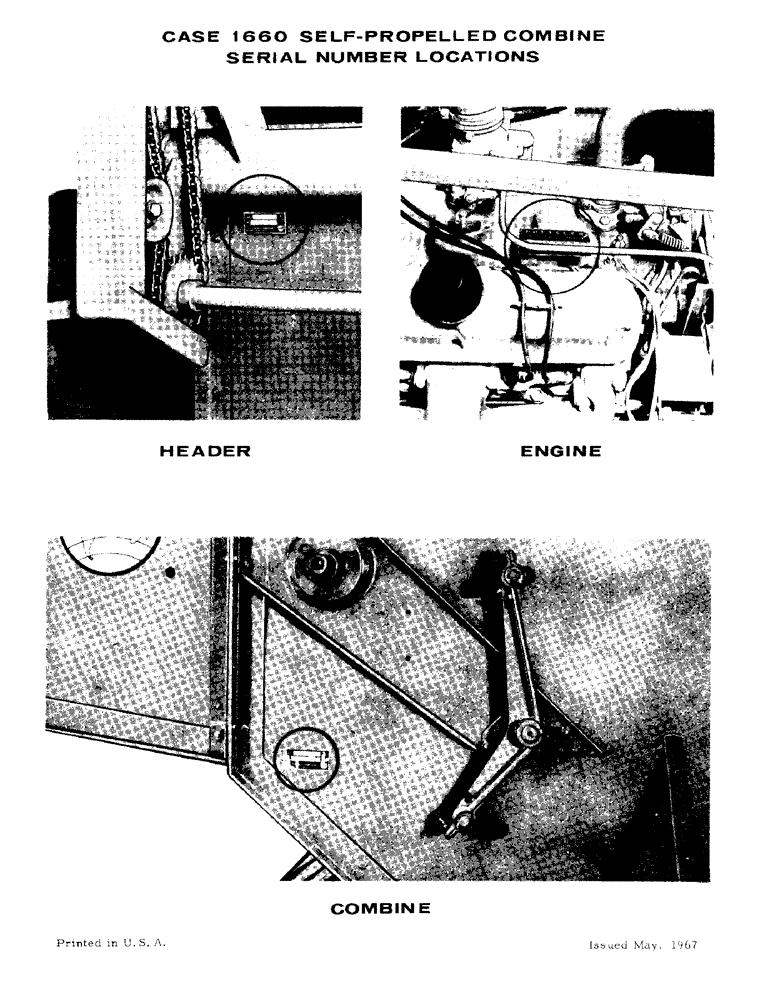 Схема запчастей Case IH 1660 - (005) - SERIAL NUMBER LOCATIONS (00) - GENERAL & PICTORIAL INDEX