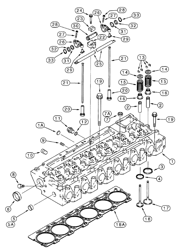 Схема запчастей Case IH 7240 - (2-072) - CYLINDER HEAD AND VALVE MECHANISM, 6T-830 AND 6TA-830 ENGINE, PRIOR TO TRACTOR PIN JJA0064978 (02) - ENGINE
