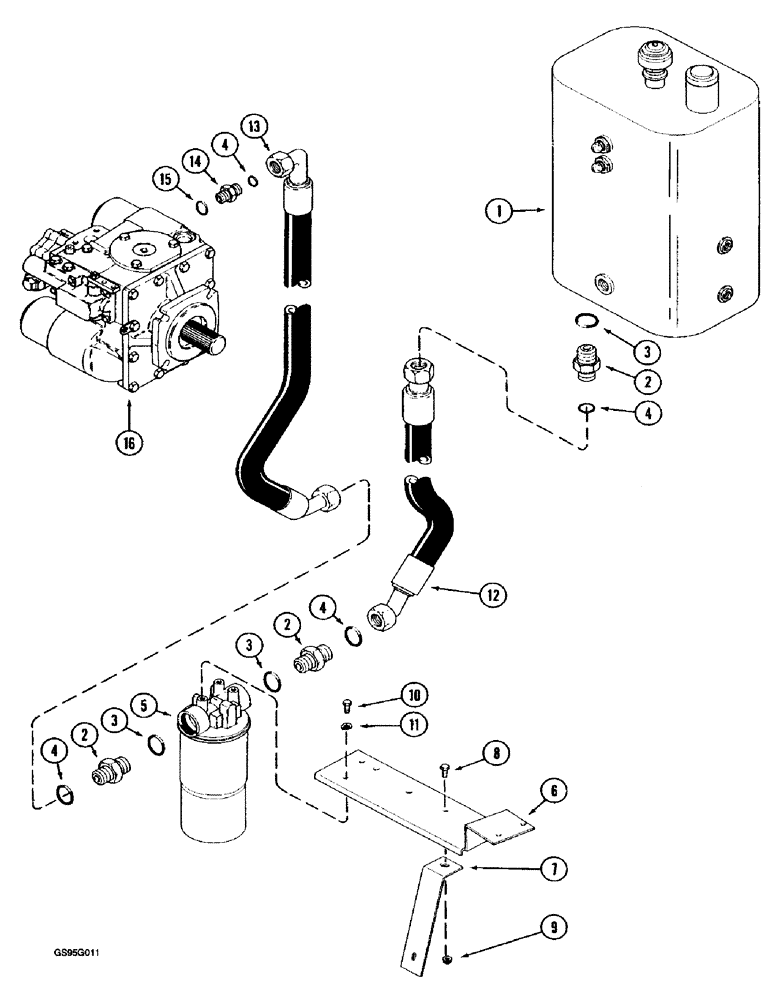 Схема запчастей Case IH 1670 - (8-06) - HYDROSTATIC PUMP SYSTEM, PUMP SUCTION (07) - HYDRAULICS
