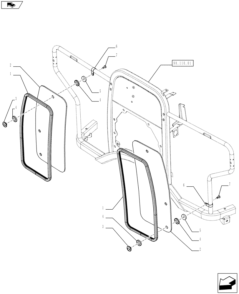 Схема запчастей Case IH FARMALL 65C - (90.116.04) - NOISE REDUCTING FRONT WINDSHIELD - L/CAB - ISO (90) - PLATFORM, CAB, BODYWORK AND DECALS