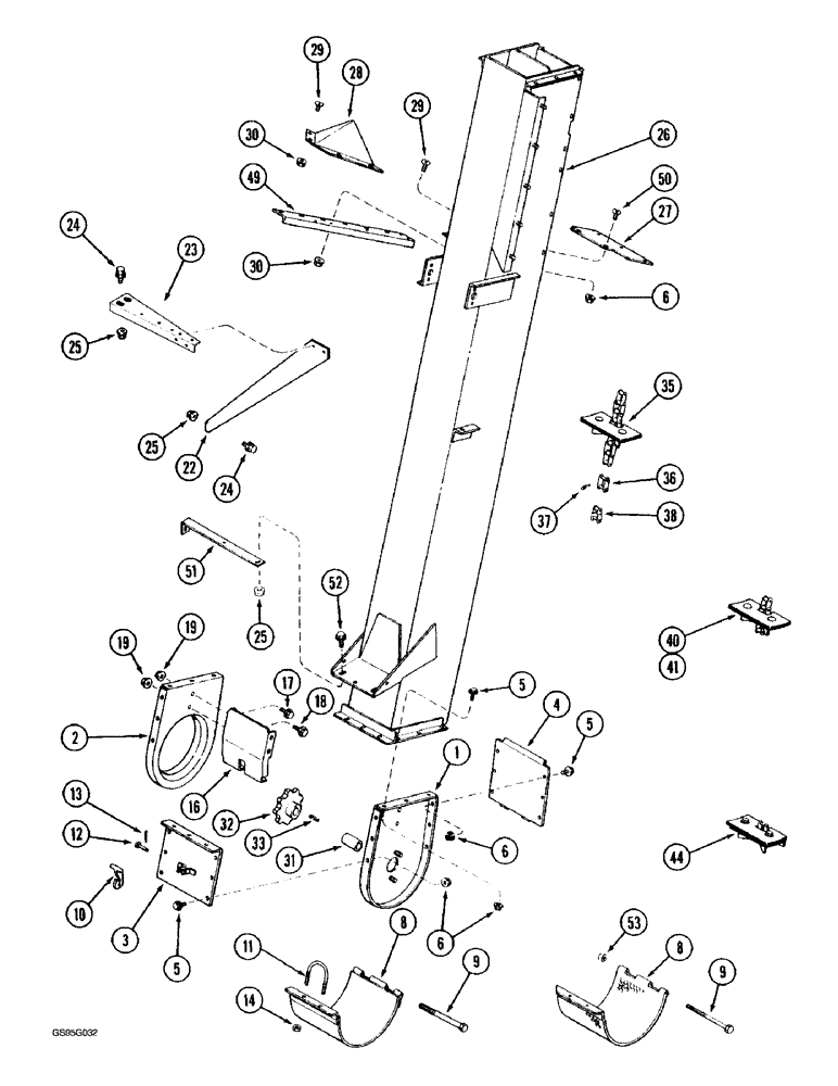Схема запчастей Case IH 1670 - (9D-06) - GRAIN ELEVATOR HOUSING AND BOOT (16) - GRAIN ELEVATORS & AUGERS
