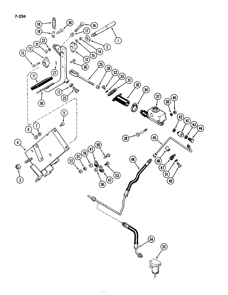 Схема запчастей Case IH 4490 - (7-234) - BRAKE PEDAL AND CYLINDER (07) - BRAKES