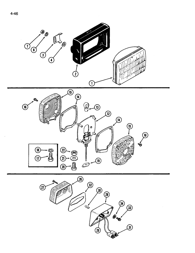 Схема запчастей Case IH 3594 - (4-046) - HEAD LAMP (04) - ELECTRICAL SYSTEMS