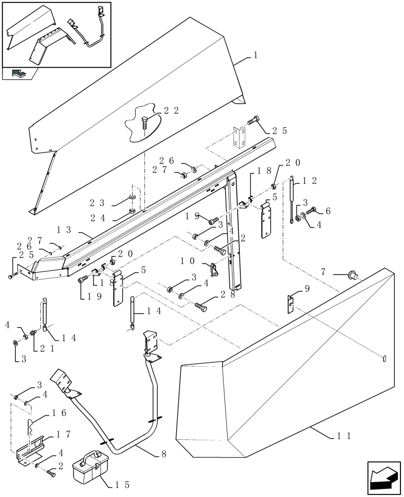 Схема запчастей Case IH LBX332S - (08.005[01]) - PROTECTIONS, LH (08) - SHEET METAL/DECALS