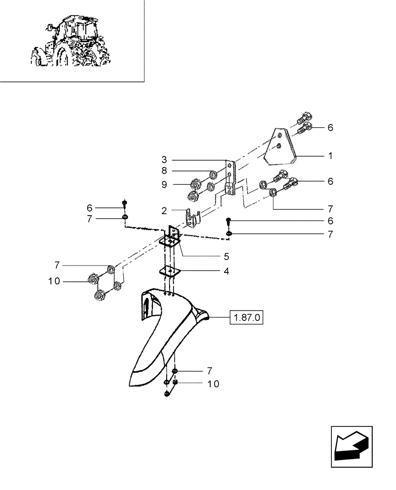 Схема запчастей Case IH JX65 - (1.92.0[54]) - CAB - NUMBER PLATE MOUNT (10) - OPERATORS PLATFORM/CAB