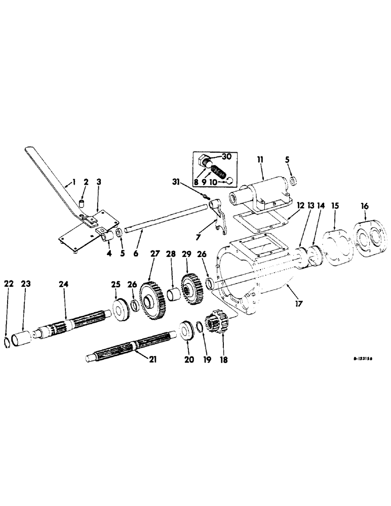 Схема запчастей Case IH 303 - (049) - TWO-SPEED GEAR BOX ATTACHMENT (21) - TRANSMISSION
