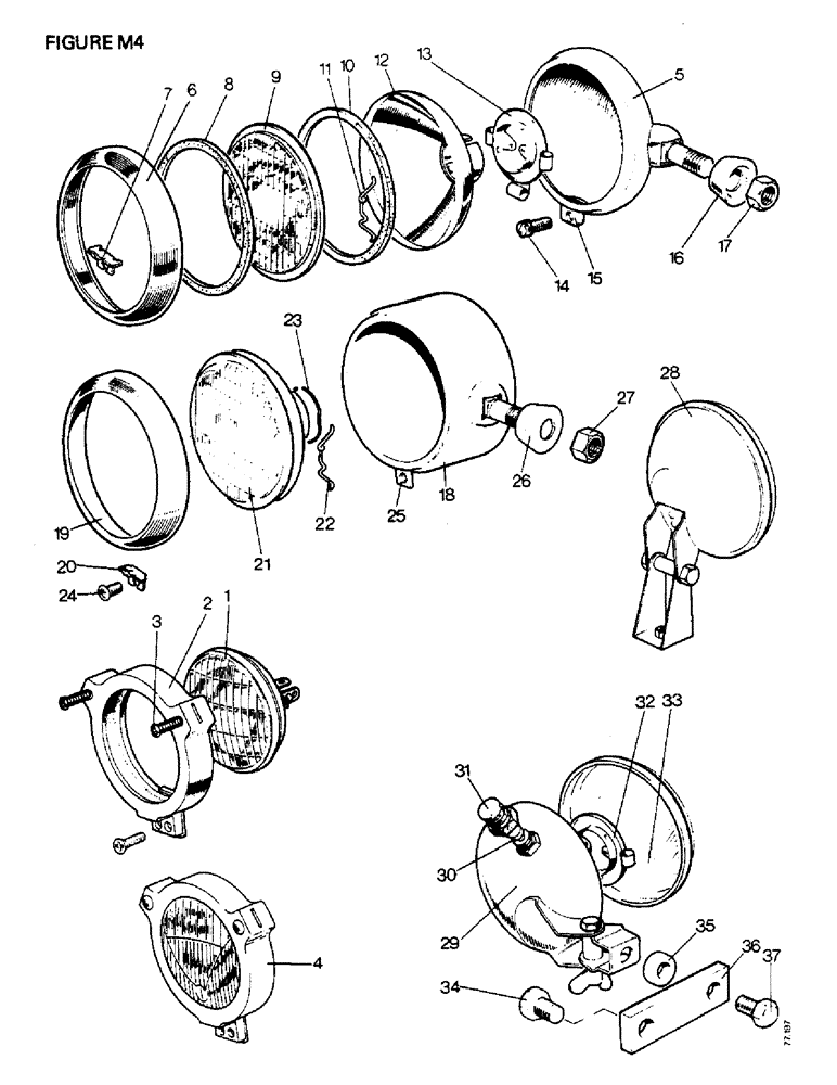 Схема запчастей Case IH 1412 - (M4-1) - ELECTRICAL EQUIPMENT, HEADLAMPS AND REAR FLOODLAMP (06) - ELECTRICAL SYSTEMS