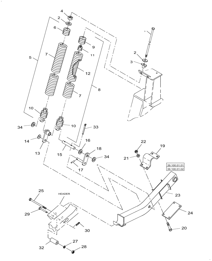 Схема запчастей Case IH HDX142 - (20.12.02) - HEADER ATTACHMENT (58) - ATTACHMENTS/HEADERS