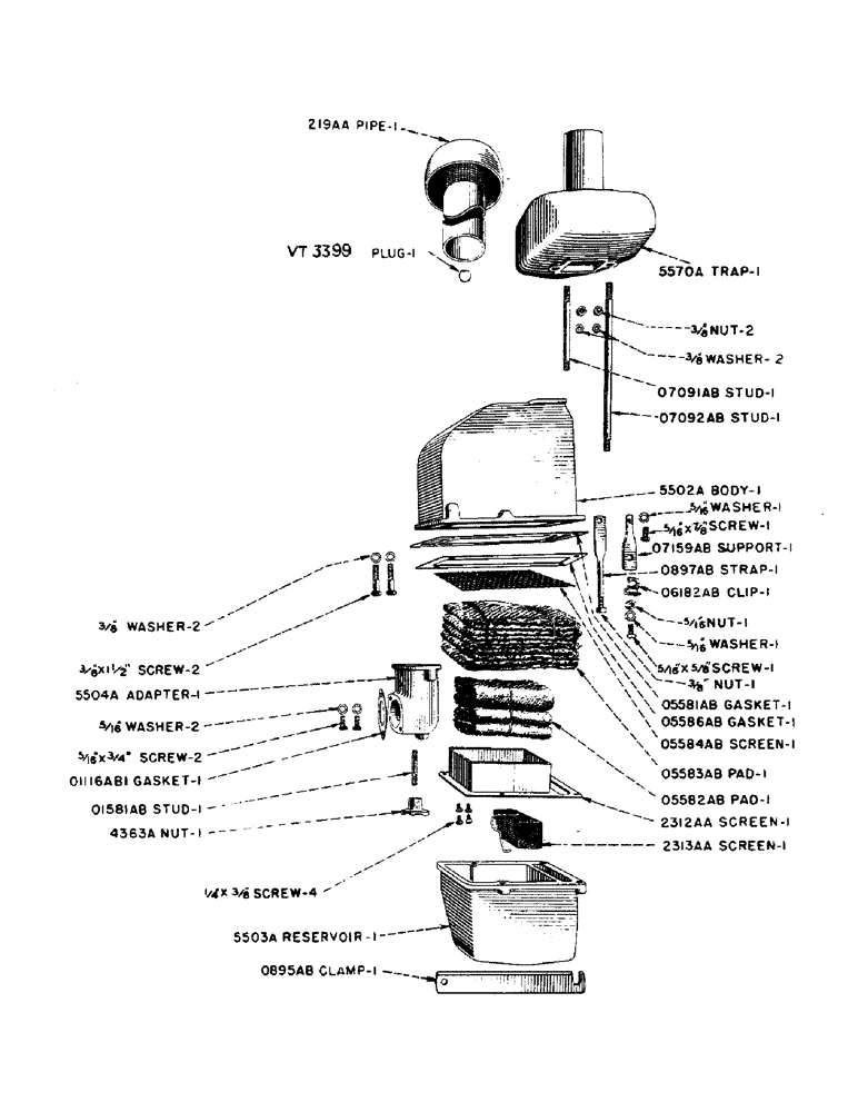 Схема запчастей Case IH D-SERIES - (020) - AIR CLEANER, D, DC, DO, DV (02) - ENGINE