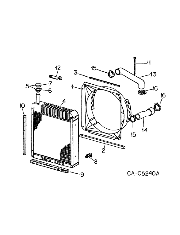 Схема запчастей Case IH 886 - (06-05) - COOLING, RADIATOR AND CONNECTIONS, 986, 1086, 1486, 886 WITH D-360 ENGINES Cooling