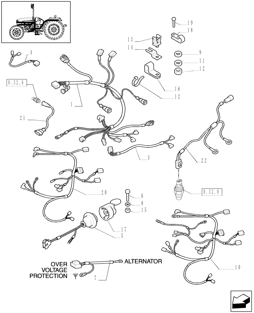 Схема запчастей Case IH JX1070C - (1.75.4[01]) - AUXILIARY CABLES (06) - ELECTRICAL SYSTEMS