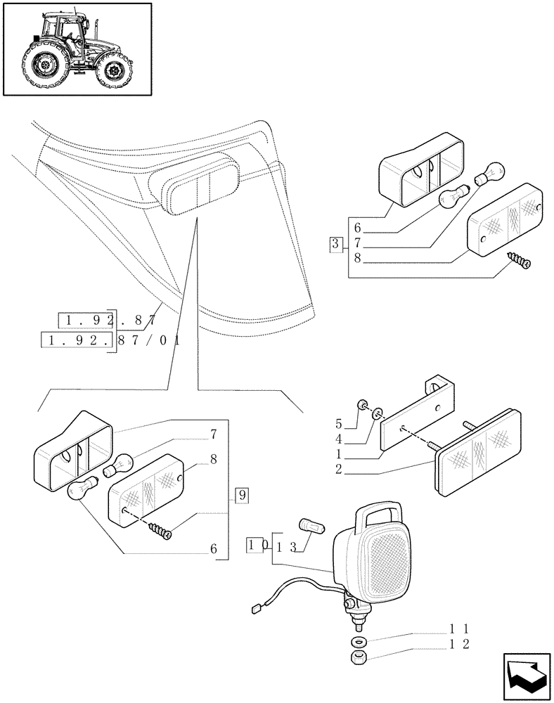 Схема запчастей Case IH JX95 - (1.75.6[03]) - LIGHTING COMPONENTS - REAR (06) - ELECTRICAL SYSTEMS