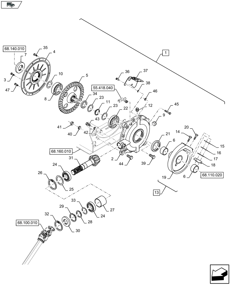 Схема запчастей Case IH LB324P - (68.110.010) - KNOTTER GEARBOX (68) - TYING/WRAPPING
